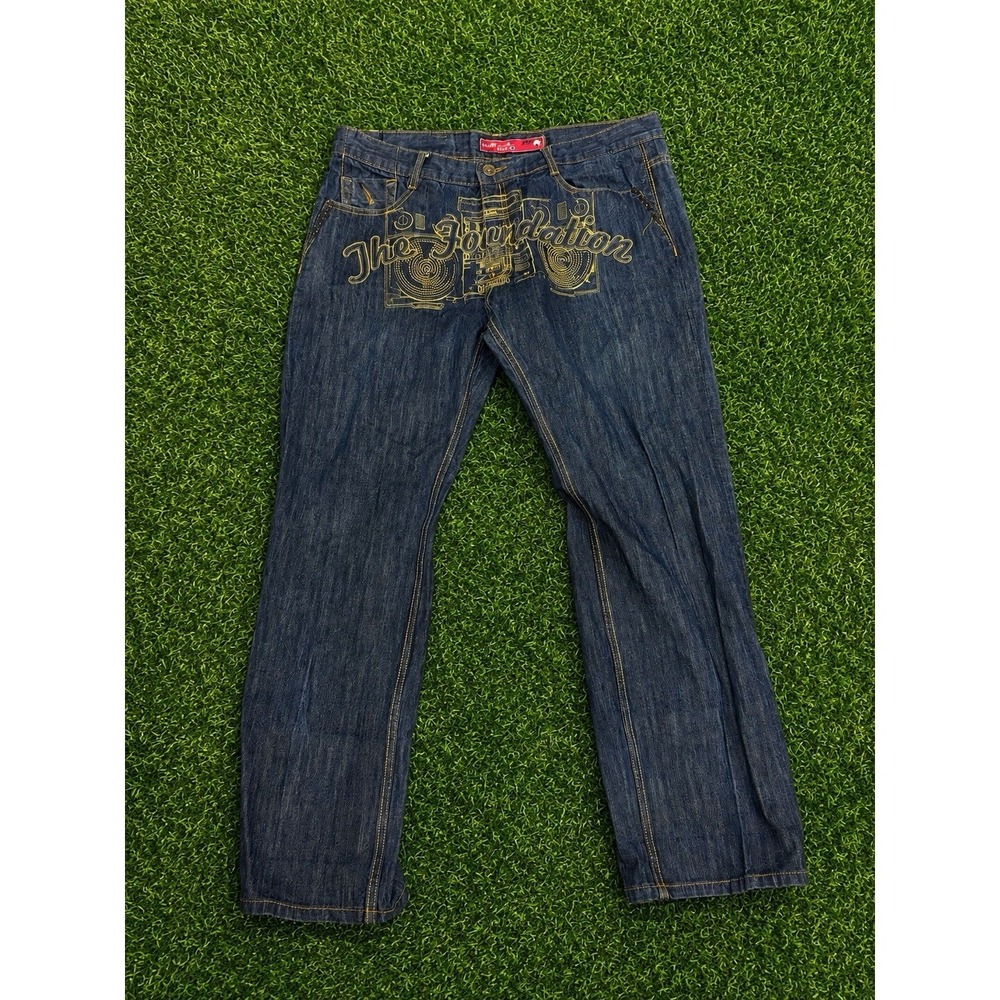 Vintage Azzure Jeans Size 40 Baggy Patchwork Y2K Denim Hip Hop "The‎ Foundation"